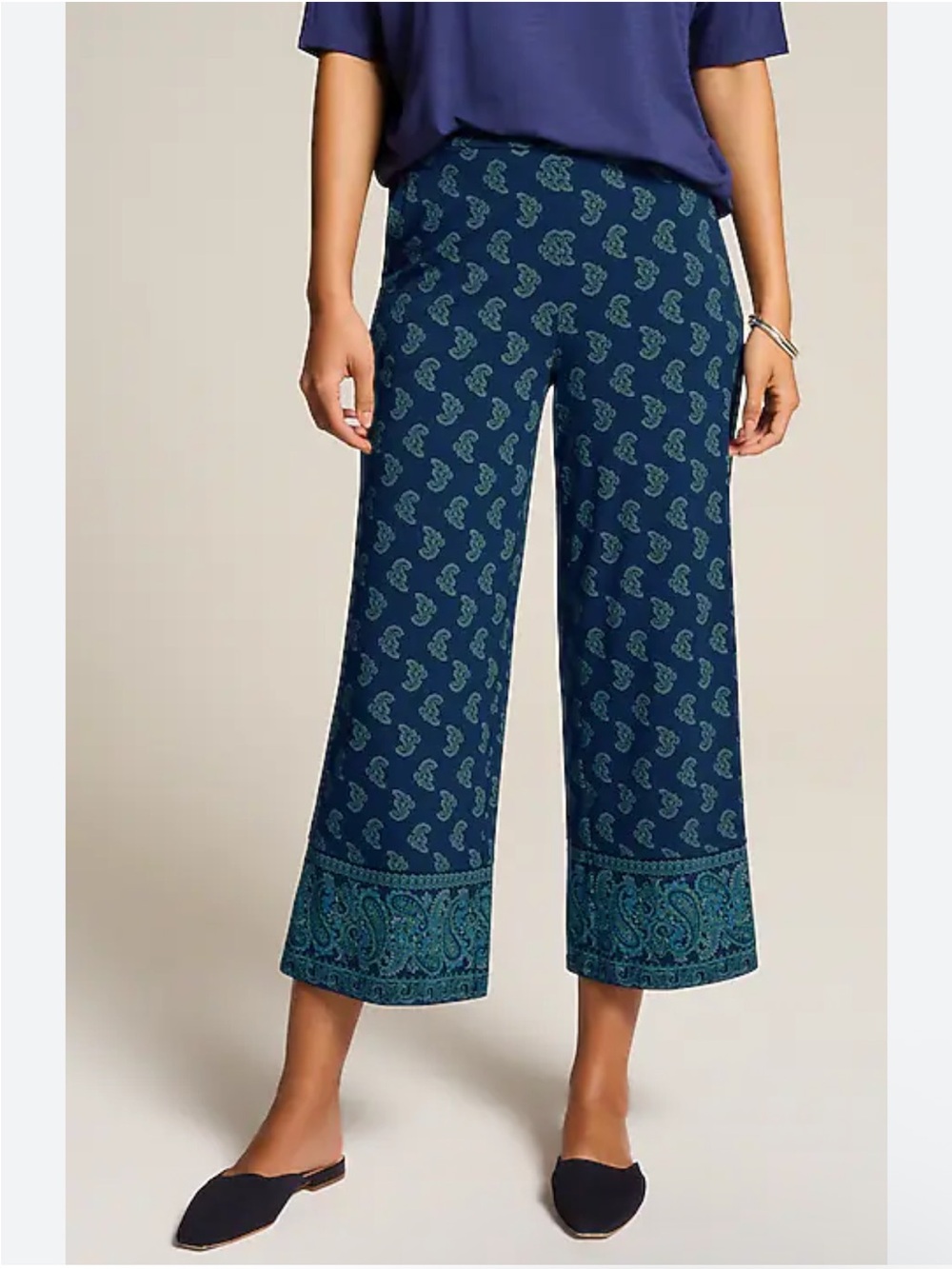J Jill We Wide Paisley Cropped Pants Size PL New with tag